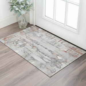 HomeRoots 5' X 8' Copper and Gray Abstract Area Rug - Machine Washable, UV Protected, Perfect for Busy Homes! 718498