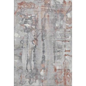 HomeRoots 8' Washable Copper and Gray Abstract Round Rug with UV Protection, Stylish and Durable for Homes 718499