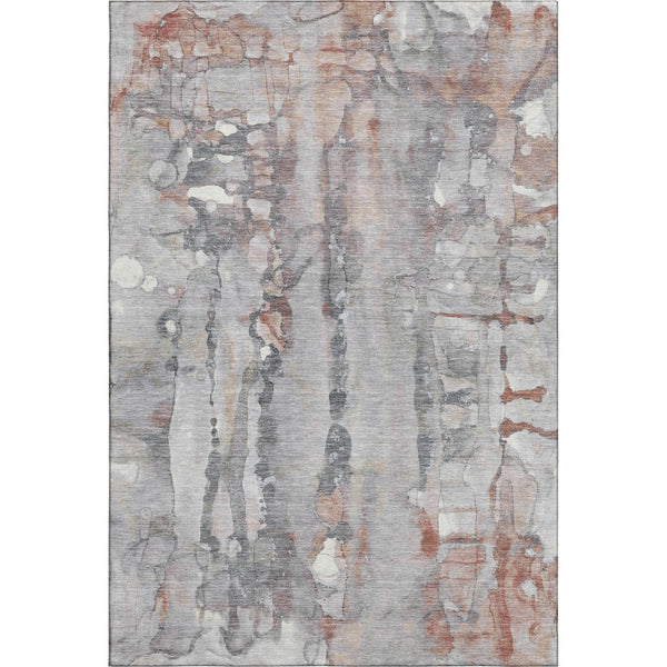 HomeRoots 8' Washable Copper and Gray Abstract Round Rug with UV Protection, Stylish and Durable for Homes 718499