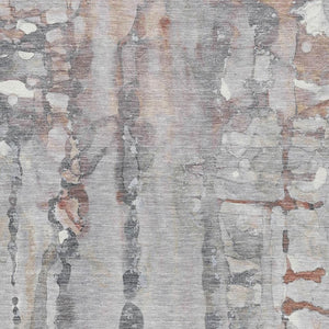 HomeRoots 8' Washable Copper and Gray Abstract Round Rug with UV Protection, Stylish and Durable for Homes 718499
