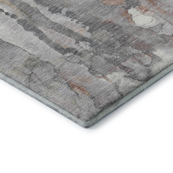 HomeRoots 8' Washable Copper and Gray Abstract Round Rug with UV Protection, Stylish and Durable for Homes 718499