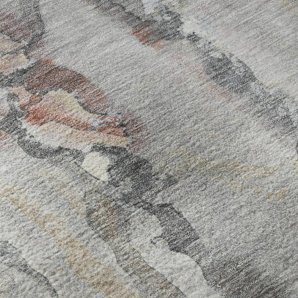 HomeRoots 8' Washable Copper and Gray Abstract Round Rug with UV Protection, Stylish and Durable for Homes 718499