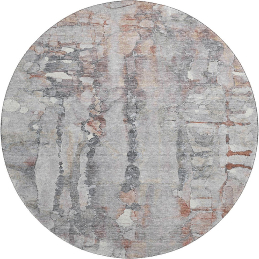 HomeRoots 8' X 10' Copper and Gray Abstract Area Rug - Washable, Stain-Resistant, UV Protected for Busy Homes 718500