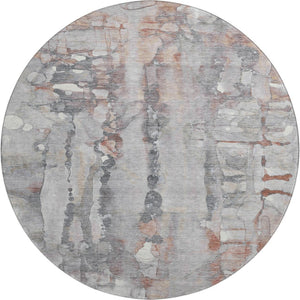 HomeRoots 8' X 10' Copper and Gray Abstract Area Rug - Washable, Stain-Resistant, UV Protected for Busy Homes 718500