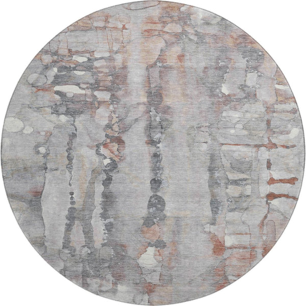 HomeRoots 8' X 10' Copper and Gray Abstract Area Rug - Washable, Stain-Resistant, UV Protected for Busy Homes 718500