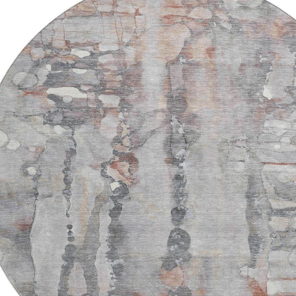 HomeRoots 8' X 10' Copper and Gray Abstract Area Rug - Washable, Stain-Resistant, UV Protected for Busy Homes 718500