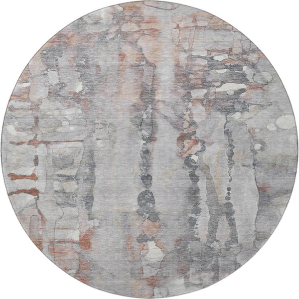 HomeRoots 8' X 10' Copper and Gray Abstract Area Rug - Washable, Stain-Resistant, UV Protected for Busy Homes 718500