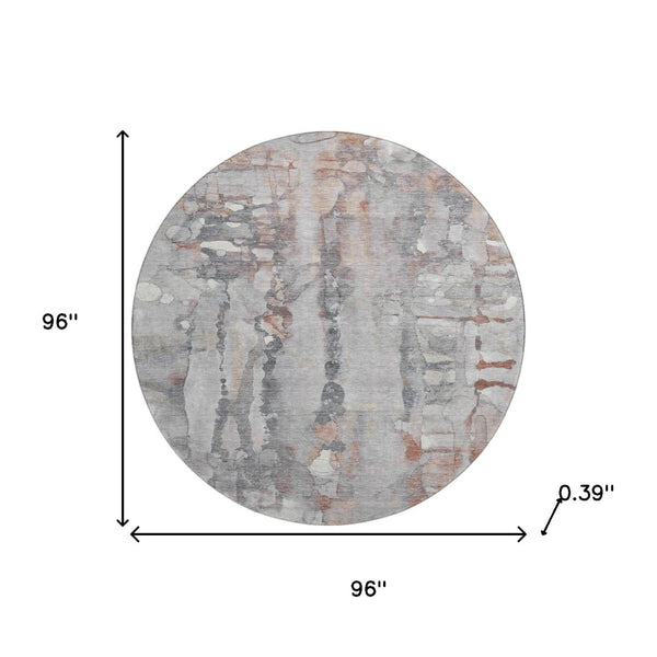 HomeRoots 8' X 10' Copper and Gray Abstract Area Rug - Washable, Stain-Resistant, UV Protected for Busy Homes 718500