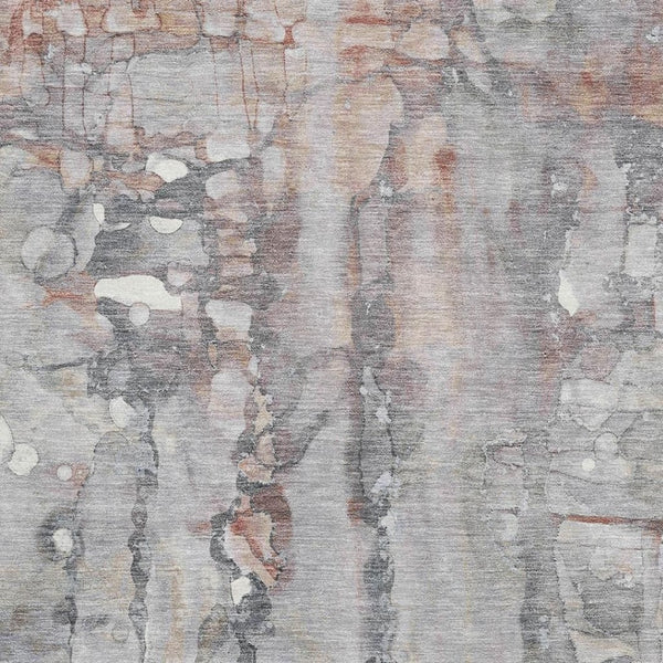 HomeRoots 9' X 12' Modern Copper and Gray Abstract Washable Area Rug with UV Protection for Family Homes 718501
