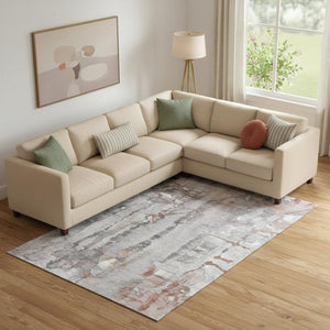 HomeRoots 10' X 14' Stylish Copper and Gray Abstract Washable Area Rug with UV Protection for Any Room 718502