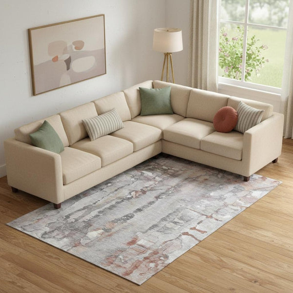 HomeRoots 10' X 14' Stylish Copper and Gray Abstract Washable Area Rug with UV Protection for Any Room 718502