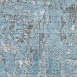 HomeRoots 8' Stylish Denim Blue and Gray Washable Round Rug with UV Protection for Easy Care and Durability 718505