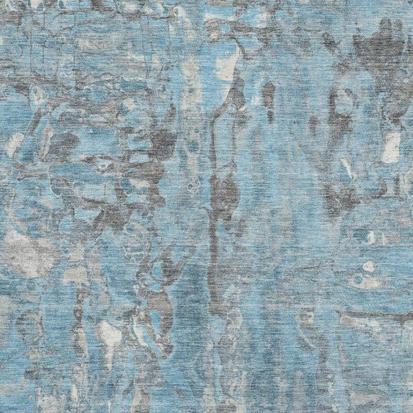 HomeRoots 8' Stylish Denim Blue and Gray Washable Round Rug with UV Protection for Easy Care and Durability 718505