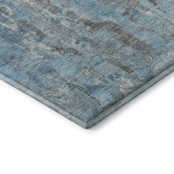 HomeRoots 8' Stylish Denim Blue and Gray Washable Round Rug with UV Protection for Easy Care and Durability 718505