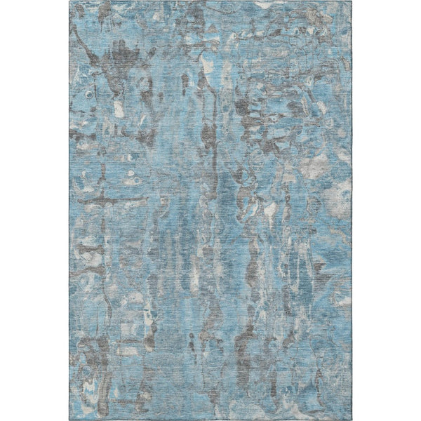 HomeRoots 8' Stylish Denim Blue and Gray Washable Round Rug with UV Protection for Easy Care and Durability 718505