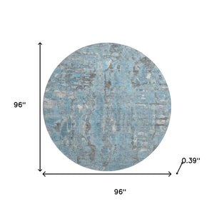 HomeRoots 8' X 10' Stylish Denim Blue & Gray Abstract Washable Area Rug with UV Protection for Busy Homes 718506
