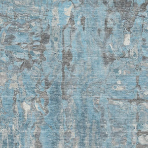 HomeRoots 9' X 12' Denim Blue & Gray Abstract Area Rug - Washable, Stain-Resistant, UV Protected for Homes 718507