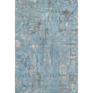 HomeRoots 10' X 14' Denim Blue & Gray Abstract Washable Area Rug - UV Protected, Family-Friendly Design! 718508