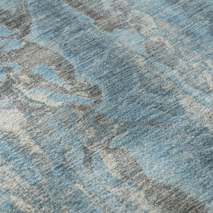 HomeRoots 10' X 14' Denim Blue & Gray Abstract Washable Area Rug - UV Protected, Family-Friendly Design! 718508