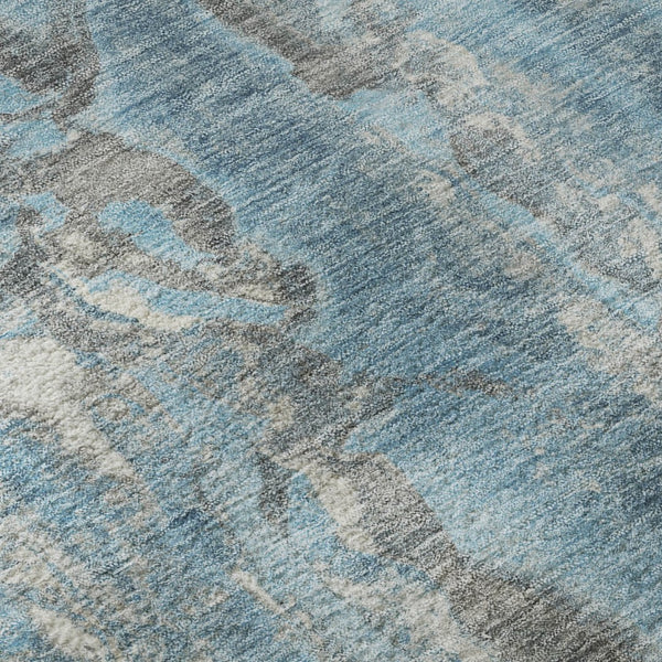 HomeRoots 10' X 14' Denim Blue & Gray Abstract Washable Area Rug - UV Protected, Family-Friendly Design! 718508