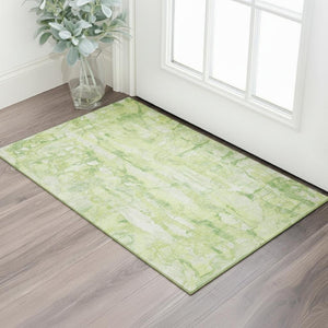 HomeRoots 5' X 8' Lime Green & Ivory Abstract Area Rug - Washable, UV Protected, Durable & Stain Resistant! 718510