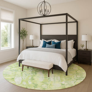 HomeRoots 8' X 10' Lime Green & Ivory Abstract Area Rug - Washable, UV Protected, Perfect for Family Homes! 718512
