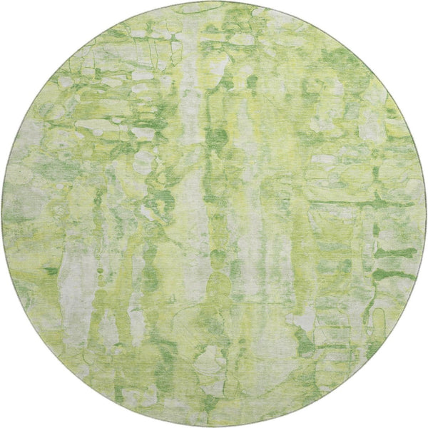 HomeRoots 8' X 10' Lime Green & Ivory Abstract Area Rug - Washable, UV Protected, Perfect for Family Homes! 718512
