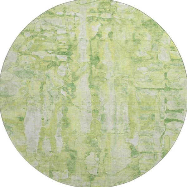 HomeRoots 8' X 10' Lime Green & Ivory Abstract Area Rug - Washable, UV Protected, Perfect for Family Homes! 718512