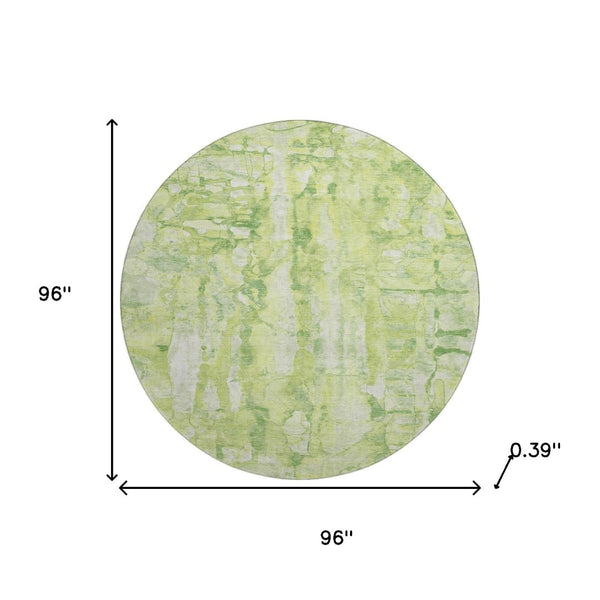 HomeRoots 8' X 10' Lime Green & Ivory Abstract Area Rug - Washable, UV Protected, Perfect for Family Homes! 718512