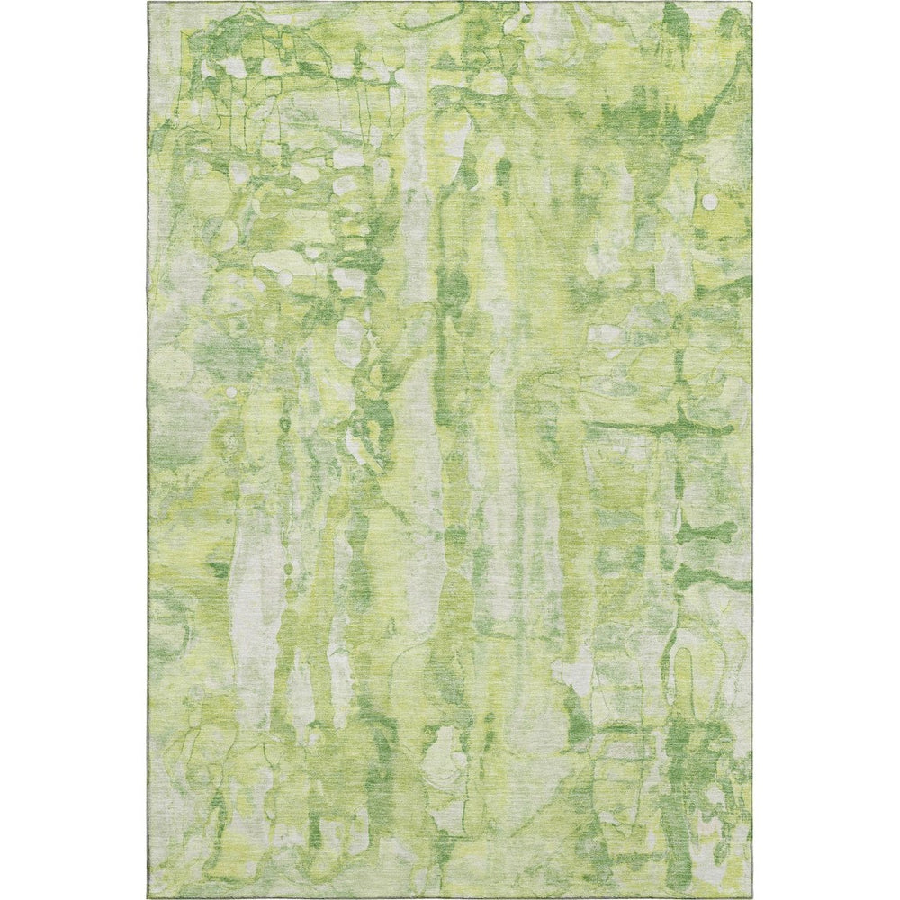 HomeRoots 9' X 12' Stylish Lime Green & Ivory Abstract Area Rug - Washable, UV Protected, Perfect for Homes 718513