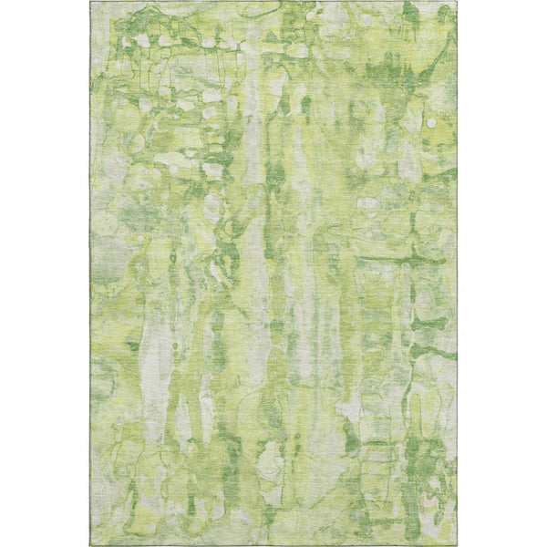 HomeRoots 9' X 12' Stylish Lime Green & Ivory Abstract Area Rug - Washable, UV Protected, Perfect for Homes 718513