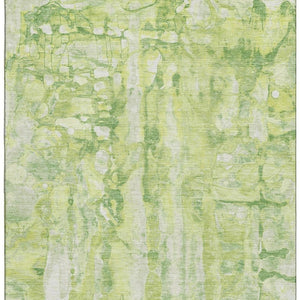 HomeRoots 9' X 12' Stylish Lime Green & Ivory Abstract Area Rug - Washable, UV Protected, Perfect for Homes 718513