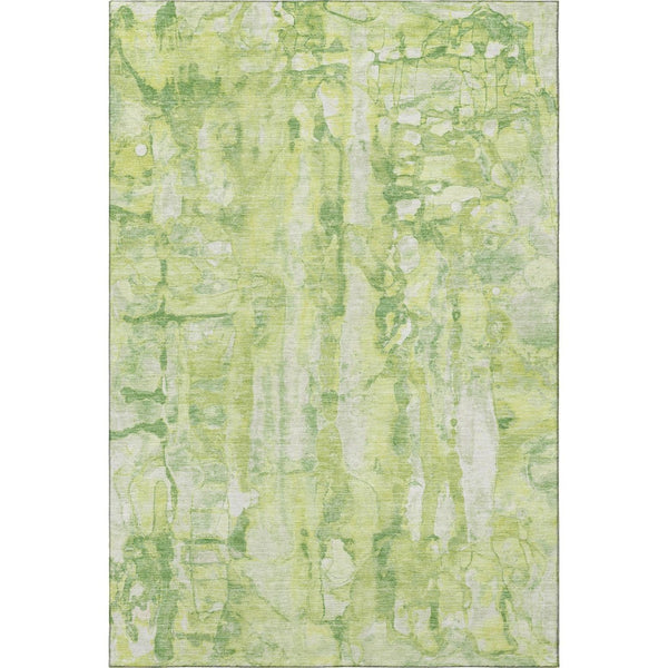 HomeRoots 9' X 12' Stylish Lime Green & Ivory Abstract Area Rug - Washable, UV Protected, Perfect for Homes 718513