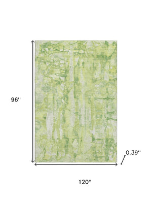 HomeRoots 9' X 12' Stylish Lime Green & Ivory Abstract Area Rug - Washable, UV Protected, Perfect for Homes 718513