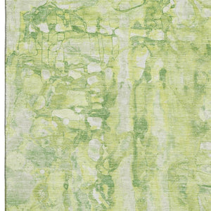 HomeRoots 10' Vibrant Lime Green & Ivory Abstract Washable Area Rug with UV Protection for Busy Homes 718514