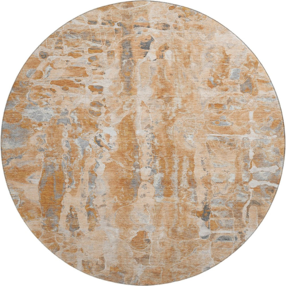HomeRoots 8' X 10' Vibrant Orange and Ivory Abstract Area Rug - Washable, UV Protected, Ideal for Families 718518