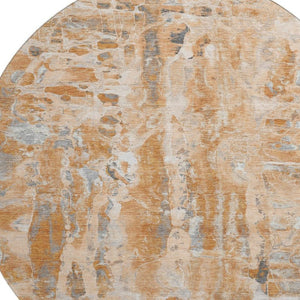 HomeRoots 8' X 10' Vibrant Orange and Ivory Abstract Area Rug - Washable, UV Protected, Ideal for Families 718518