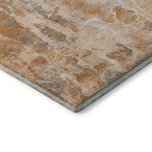 HomeRoots 8' X 10' Vibrant Orange and Ivory Abstract Area Rug - Washable, UV Protected, Ideal for Families 718518