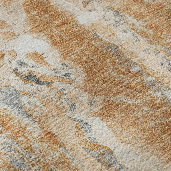 HomeRoots 8' X 10' Vibrant Orange and Ivory Abstract Area Rug - Washable, UV Protected, Ideal for Families 718518