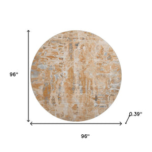 HomeRoots 8' X 10' Vibrant Orange and Ivory Abstract Area Rug - Washable, UV Protected, Ideal for Families 718518