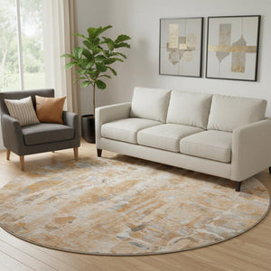 HomeRoots 8' X 10' Vibrant Orange and Ivory Abstract Area Rug - Washable, UV Protected, Ideal for Families 718518