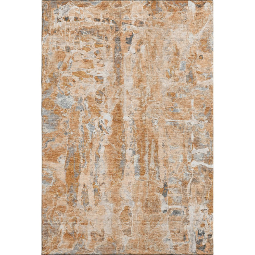 HomeRoots 9' X 12' Orange & Ivory Abstract Area Rug - Stylish, Washable, UV-Protected, Pet-Friendly Design 718519