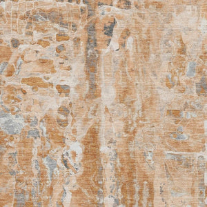 HomeRoots 9' X 12' Orange & Ivory Abstract Area Rug - Stylish, Washable, UV-Protected, Pet-Friendly Design 718519