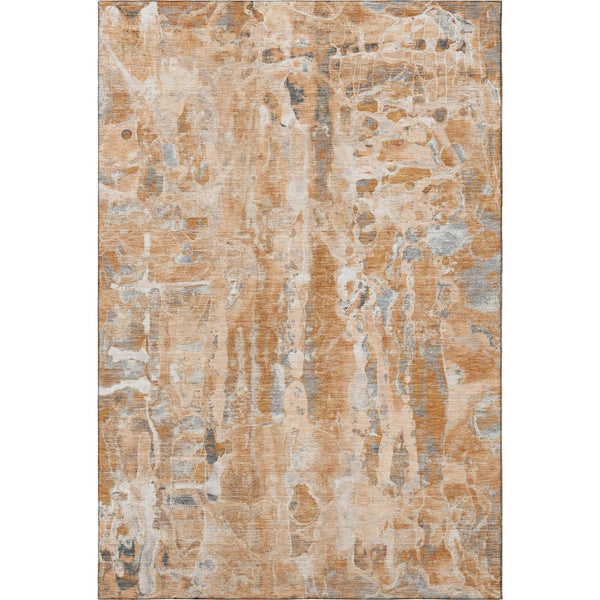 HomeRoots 9' X 12' Orange & Ivory Abstract Area Rug - Stylish, Washable, UV-Protected, Pet-Friendly Design 718519