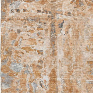 HomeRoots 10' x 14' Orange and Ivory Abstract Area Rug - Stain Resistant, UV Protected, Washable for High-Traffic Homes 718520