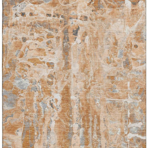 HomeRoots 10' x 14' Orange and Ivory Abstract Area Rug - Stain Resistant, UV Protected, Washable for High-Traffic Homes 718520