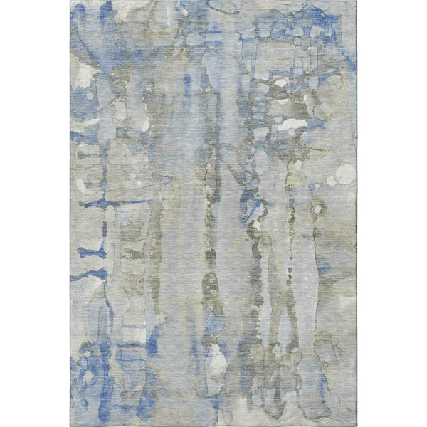 HomeRoots 5' X 8' Sky Blue and Gray Abstract Area Rug – Machine Washable, Stain Resistant with UV Protection 718522