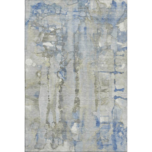 HomeRoots 8' Sky Blue and Gray Abstract Round Rug - Washable, UV-Protected, Durable for Kids & Pets 718523