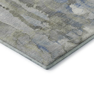 HomeRoots 8' Sky Blue and Gray Abstract Round Rug - Washable, UV-Protected, Durable for Kids & Pets 718523