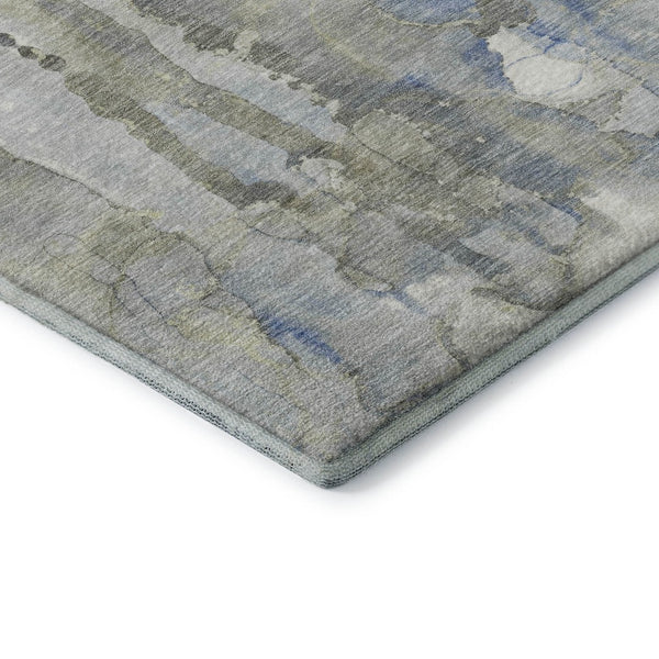 HomeRoots 8' Sky Blue and Gray Abstract Round Rug - Washable, UV-Protected, Durable for Kids & Pets 718523